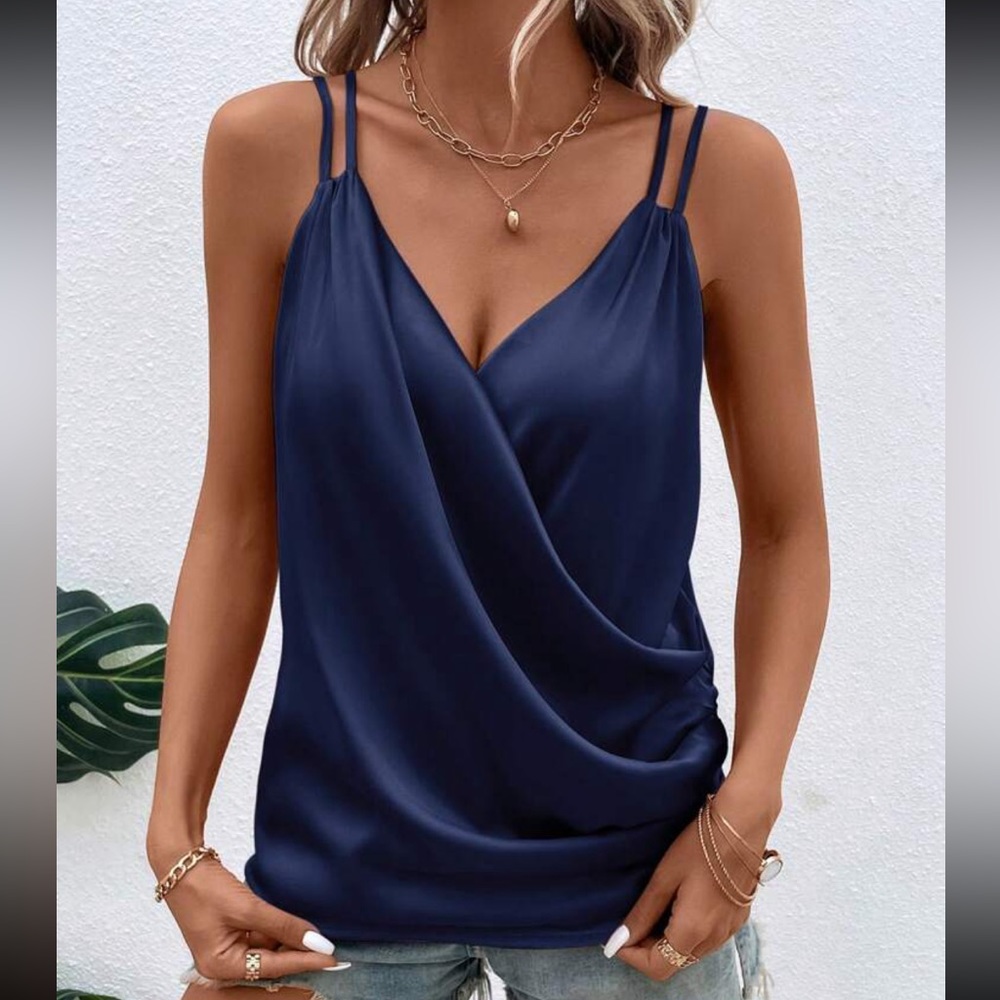 Luxe Satin Cami Top Blouse Shirt - Picture 3 of 16